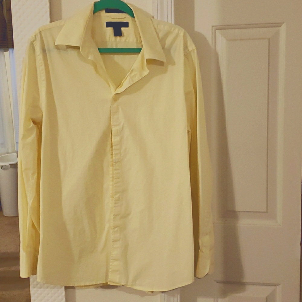 Express Yellow Button Down dress shirt Sz L